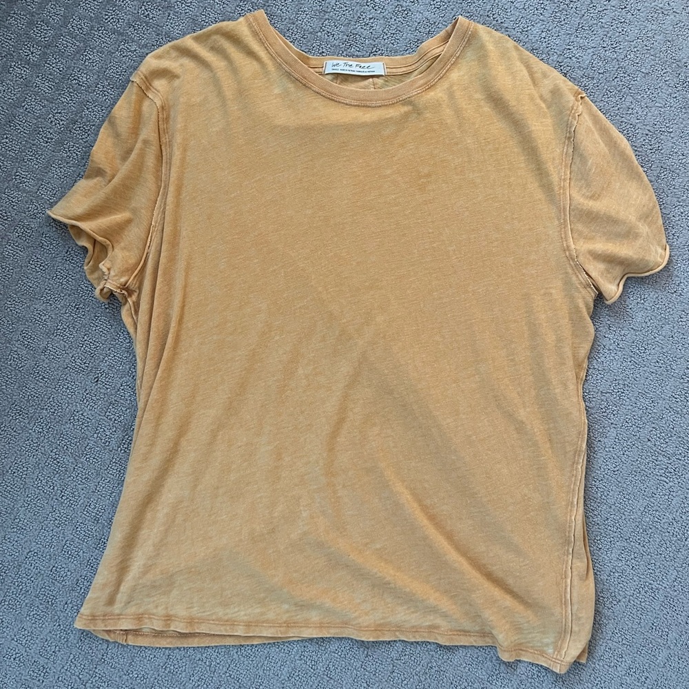 Free People Soft Yellow T-shirt